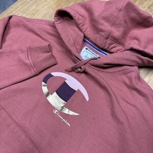Champion Women's Long Sleeve Pullover Logo Hoodie Size Large Rose Gold